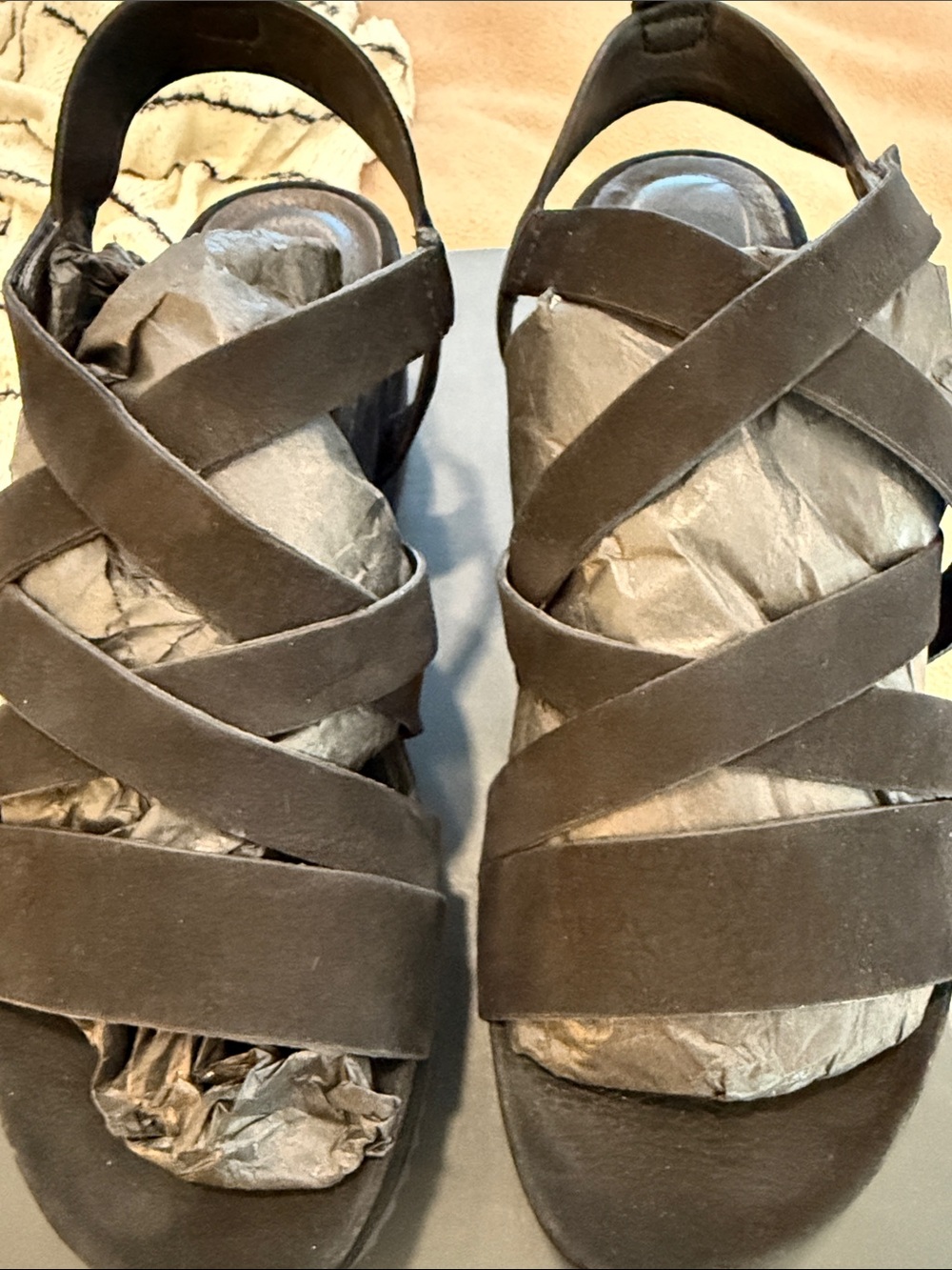 Eileen Fisher Black Strappy Suede Sandals